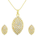 Gold-Polished Alloy Rhinestones Studded Pendant Set - The Pari