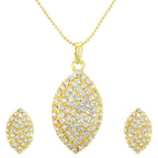 Gold-Polished Alloy Rhinestones Studded Pendant Set - The Pari