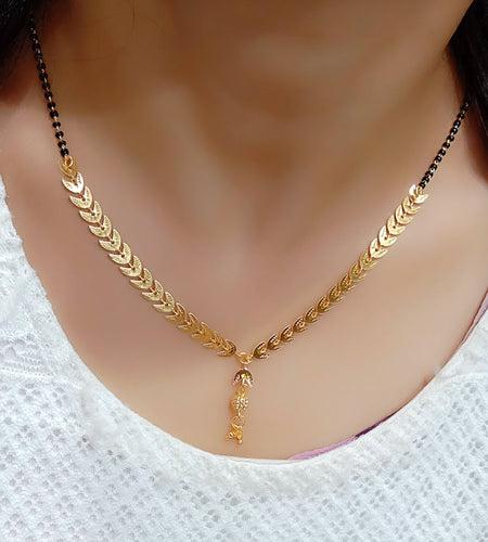 Gold-Polished Alloy Designer Mangalsutra Necklace Set - The Pari