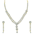 Rhodium-Plated Alloy Double Line Ad Necklace Set - The Pari