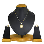 Gold-Polished Alloy Ginnin American Diamond Pendant Set - The Pari