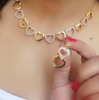 Gold-Polished Alloy Heart Shape Ad Choker Necklace Set - The Pari