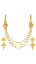 Gold-Polished Alloy Long Layered Golden Necklace Set - The Pari