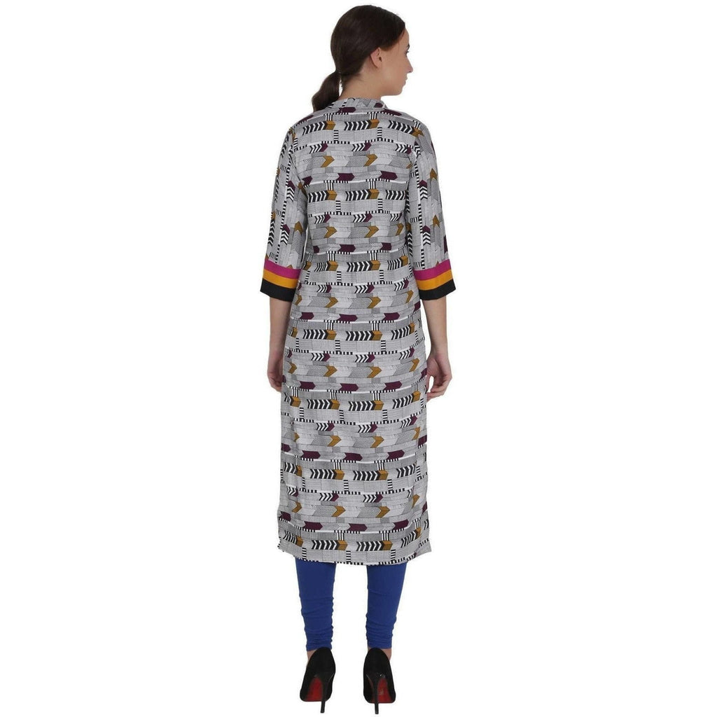 Kanoor Women's Multi Rayon Straight Kurti