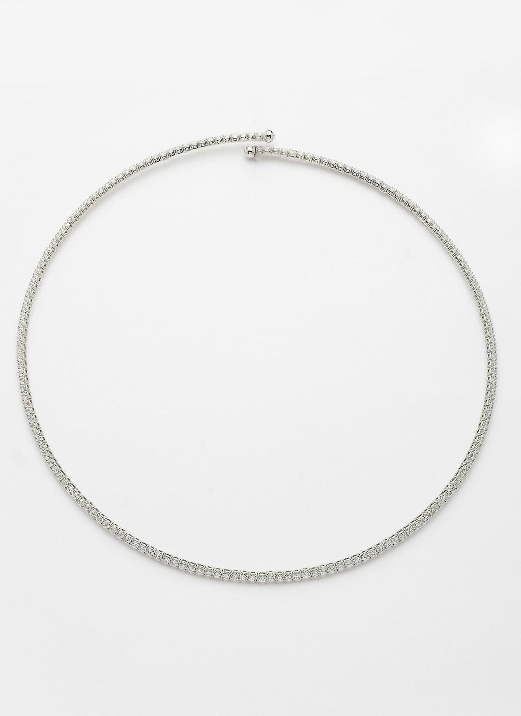 NVR Women's Silver-Toned CZ-Studded Choker Necklace
