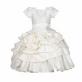 Asmaani Baby Girl's Off-white Colour Satin A-Line Maxi Full Length Dress (AS-DRESS-22116)