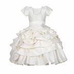 Asmaani Baby Girl's Off-white Colour Satin A-Line Maxi Full Length Dress (AS-DRESS-22116)