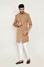Joban Fashion Chiku Colored Terry Rayon Fabric Indo Western With Straight Fit Pant