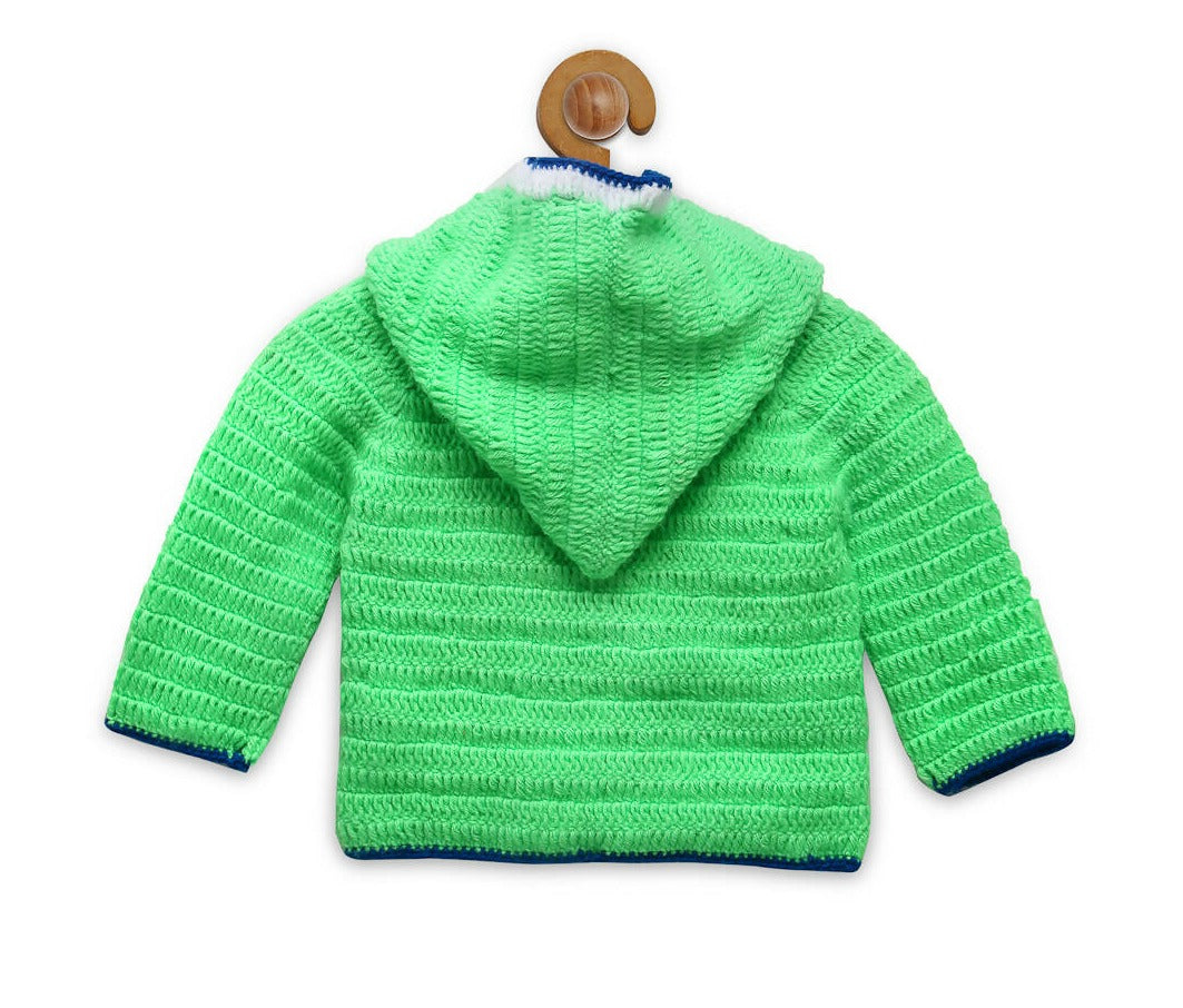 Chutput Kids Green Coloured Solid Pullover with Cartoon Detail