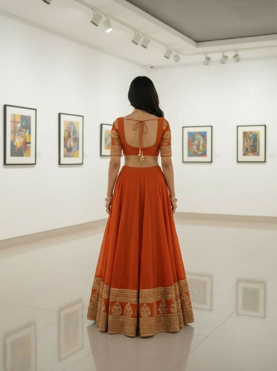 Lehenga Mart Designer Indian Wedding Lehenga Choli-Rusty Orange - Distacart