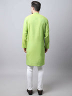 Even Apparels Green Pure Cotton Men's Kurta With Side Placket - Distacart