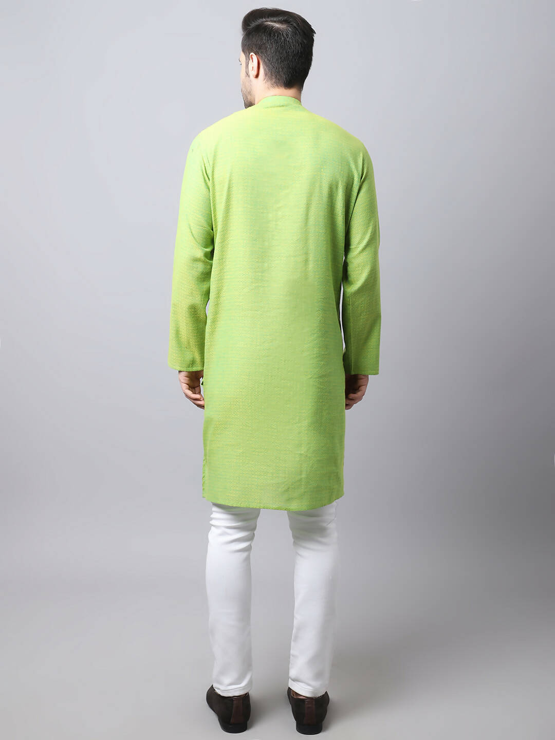 Even Apparels Green Pure Cotton Men's Kurta With Side Placket - Distacart
