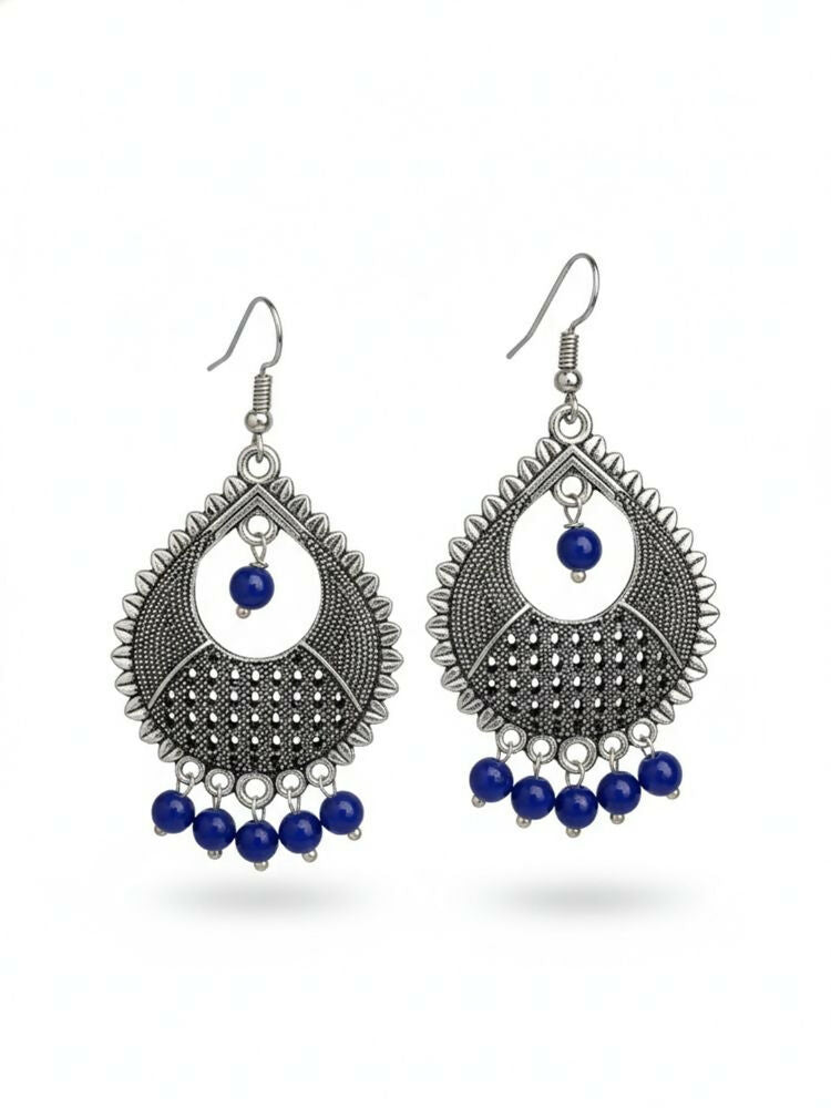 NVR Women German Silver Oxidised Chandbali Earrings - Distacart