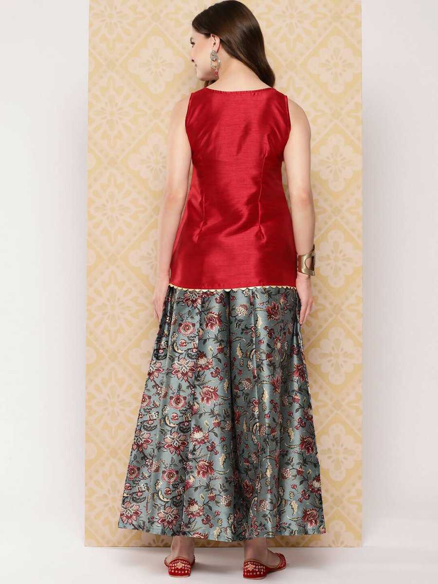 Ahalyaa Women's Traditional Wear Co-ods - Red - Distacart
