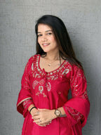 Anaita Red Crape Readymade Kurti Set with Beads Sequence Work - Distacart