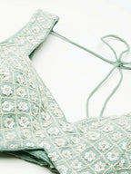 House of Panchhi Sea Green Chinon Sequins and Zarkan embroidery Lehenga choli & Dupatta