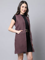 Even Apparels Navy 100% Polyester Open Front Women's Waistcoat - Distacart