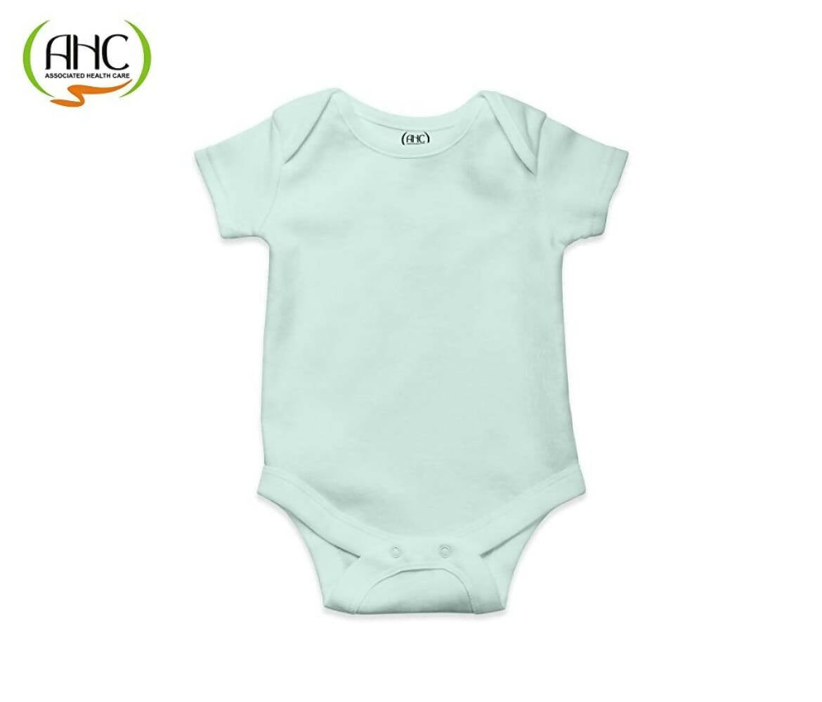 AHC Soft Cotton Short-Sleeve Bodysuits Solid Onesies New Born Infant Dress - Grey/Blue/Green/Pink/Yellow