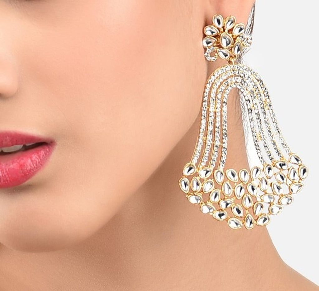 Jewel City India Trending Gold-Plated White Contemporary Drop Earrings - Distacart