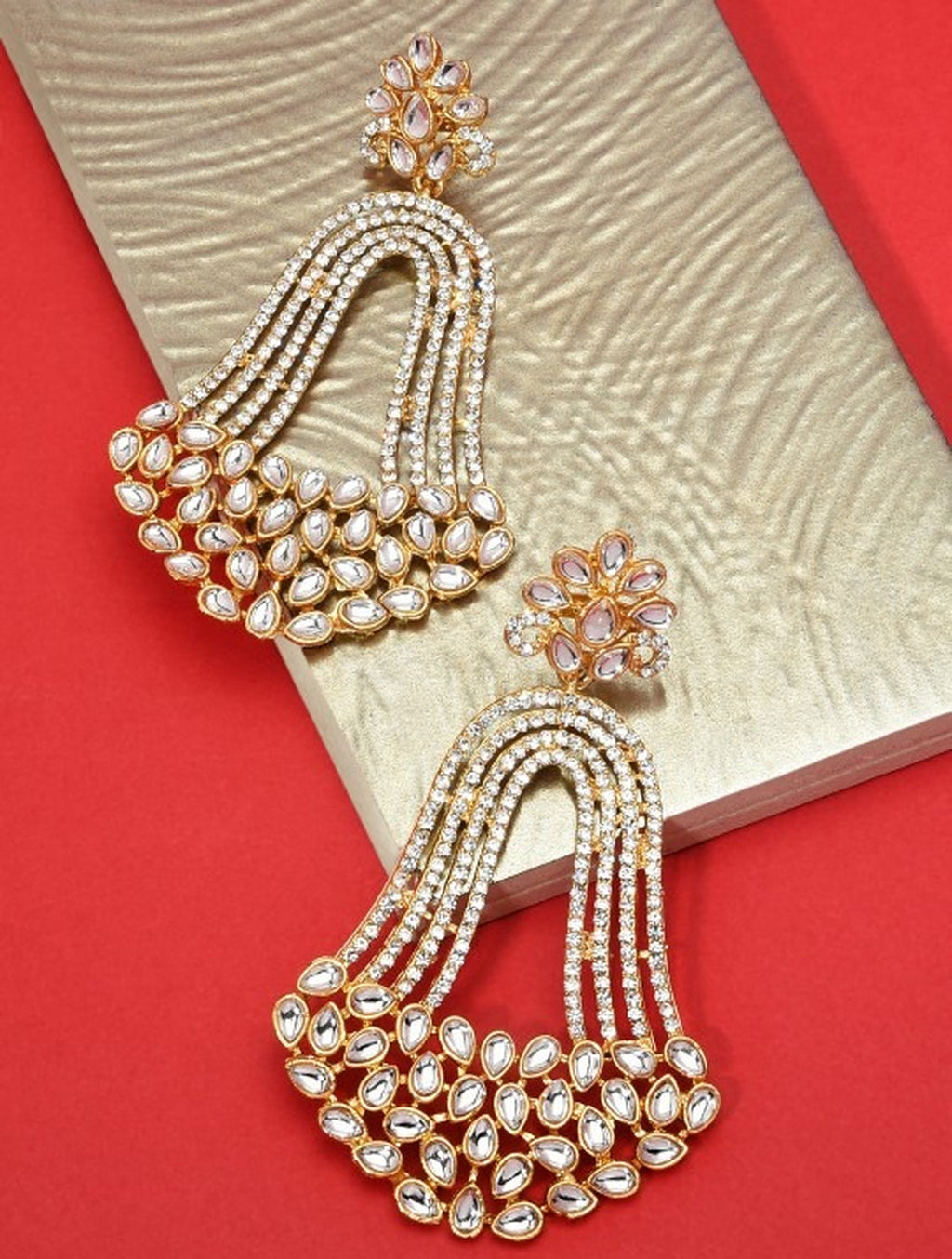 Jewel City India Trending Gold-Plated White Contemporary Drop Earrings - Distacart