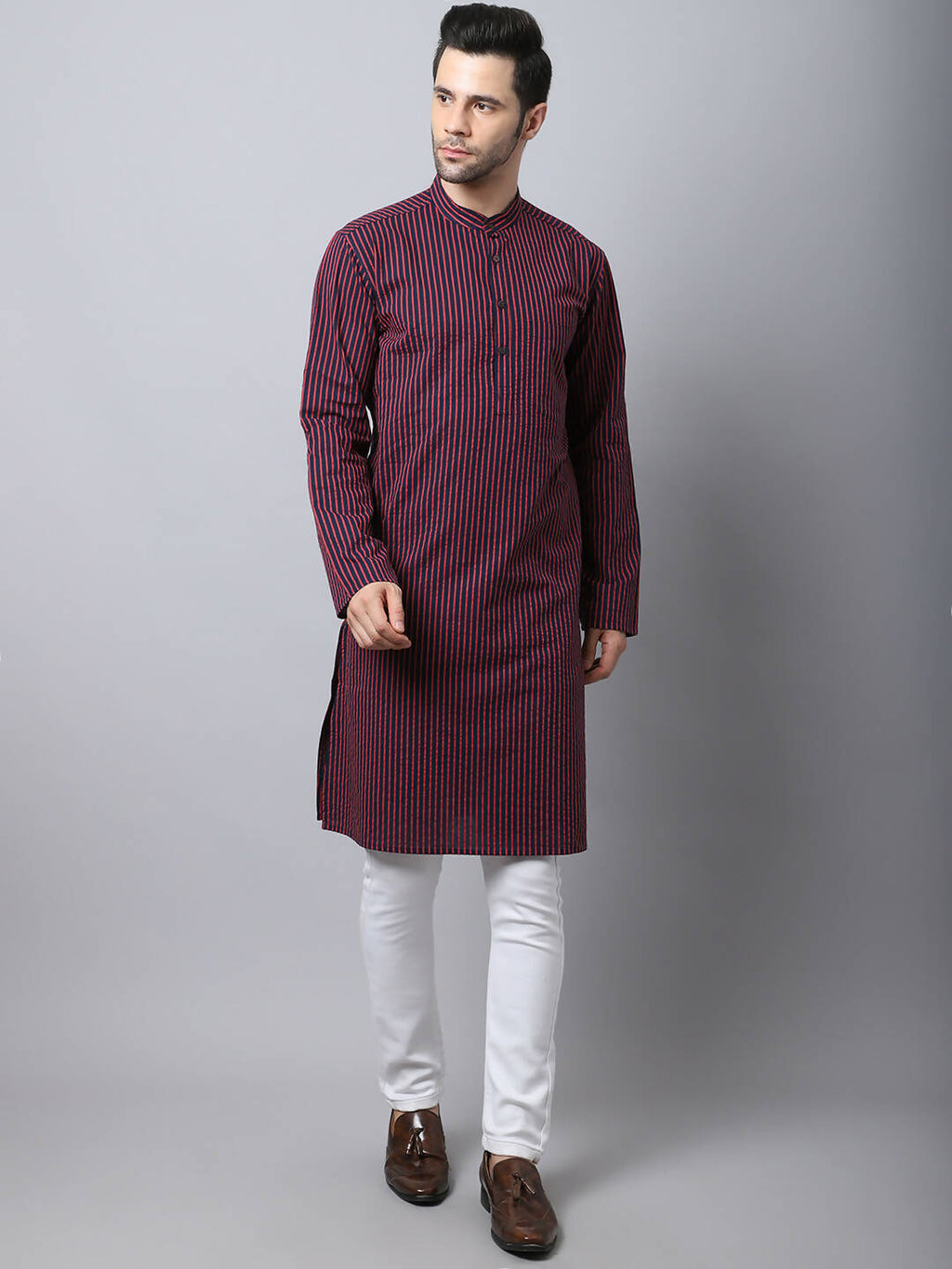 Even Apparels Black Pure Cotton Men's Kurta With Band Collar - Distacart