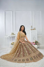 Kesar Fab Golden Net Embroidered Lehenga