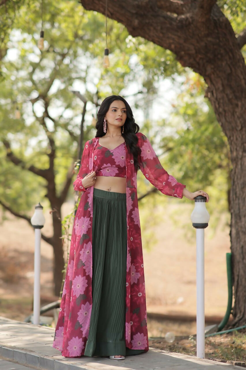 Vastranavya Latest Fancy Party Wear Lehenga Choli With Shrug - Pink