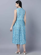 Myshka Women's Blue Floral Midi Dress - Distacart