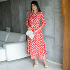 Aayaa Pure Muslin printed Kurti & Pant - Red