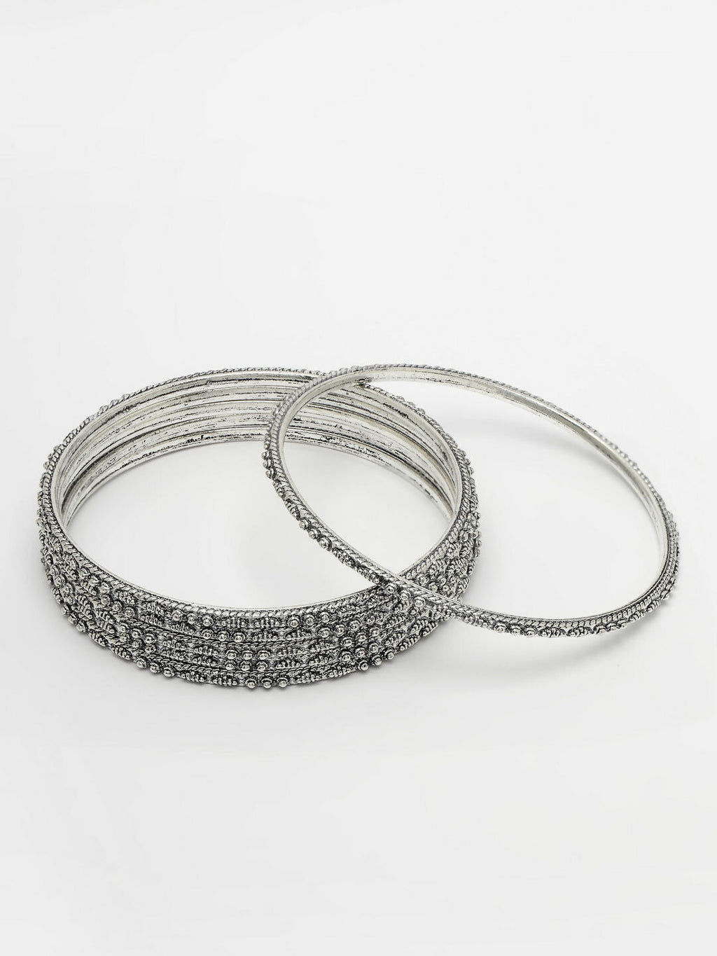 NVR Women's Set of 6 Silver-Toned German Silver Oxidised Bangles - Distacart