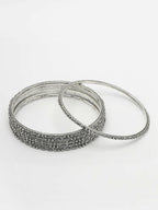NVR Women's Set of 6 Silver-Toned German Silver Oxidised Bangles - Distacart
