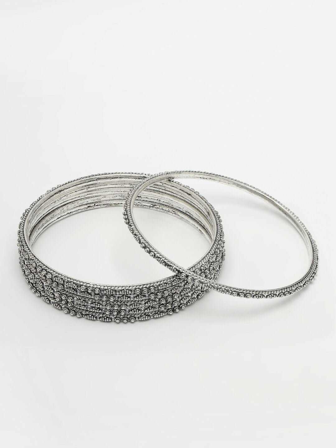 NVR Women's Set of 6 Silver-Toned German Silver Oxidised Bangles - Distacart