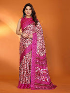 PR Fashion Pink Kota Doria Printed Saree