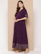 Ahalyaa Women's Traditional wear Ethnic Dress - Burgundy - Distacart