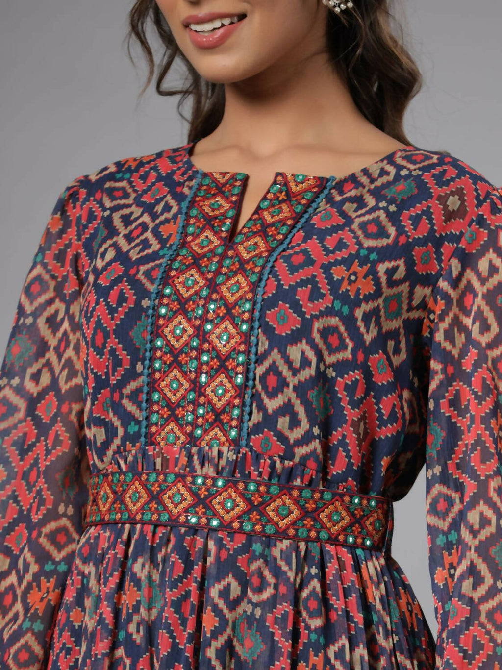 Juniper Women Multi Coloured Chiffon Printed Maxi Dress - Distacart