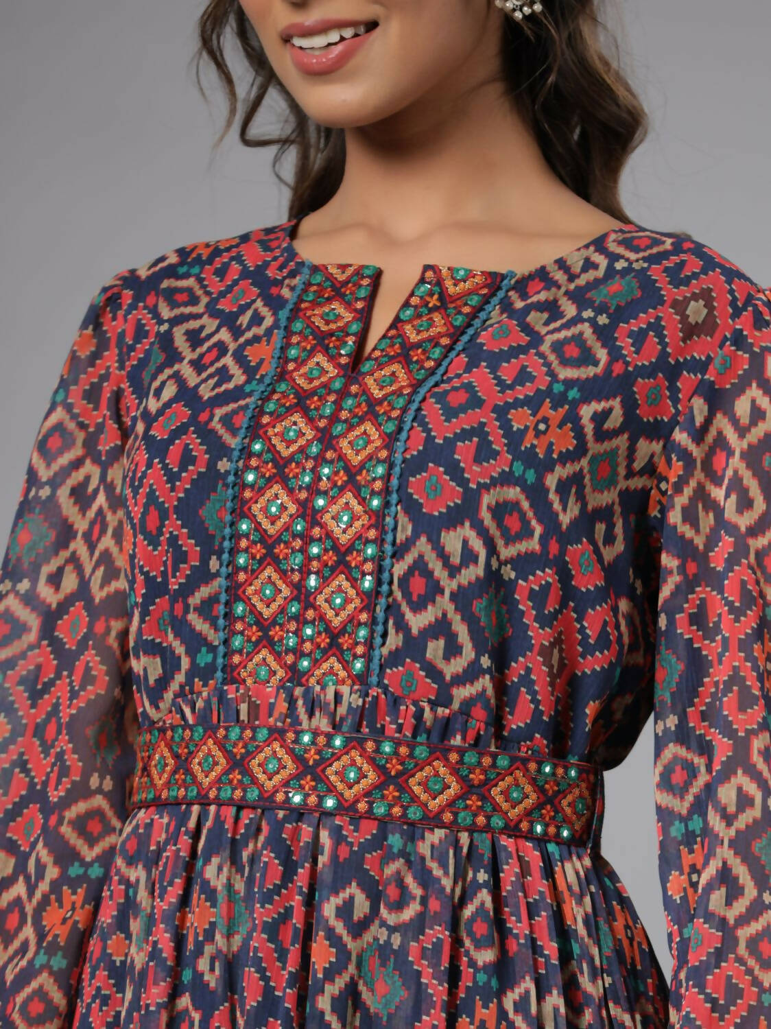 Juniper Women Multi Coloured Chiffon Printed Maxi Dress - Distacart