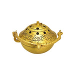 Tamas Brass Small Dhoop Burner with Handle and Lid (Golden)