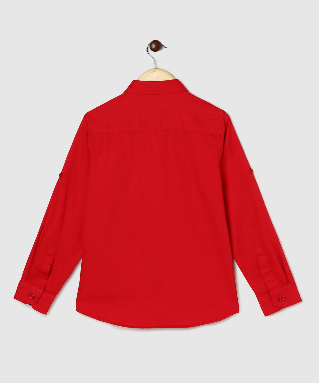 Manet Boys Full Sleeves Solid Shirt - Red