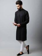Even Apparels Black Color Linen Linen Men's Kurta With Side Placket (LN761) - Distacart
