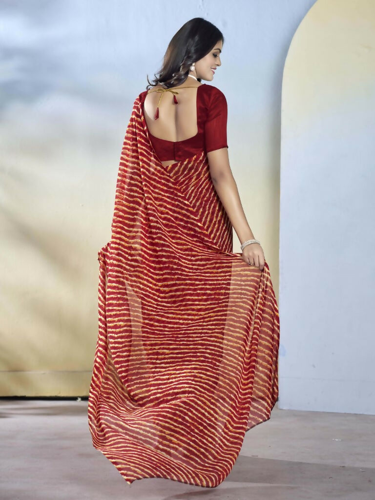 Maroon Georgette Designer Printed Ready to Wear Saree - Samyana