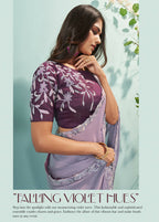 Violet Organza Silk Solid Saree With Unstitched Blouse Piece - Norita Ikshita