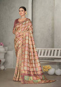 Peach Rangkat Tussar Silk Woven Design Saree with Unstitched Blouse - Mohmanthan Eshani