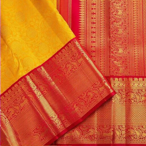 DEIANA'S Beautiful Designer Golden zari Soft Lichi Silk Saree - Yellow