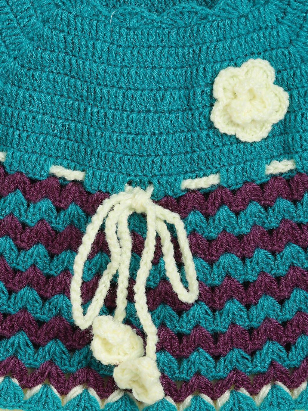 ChutPut Hand knitted Crochet Adorable Wool Dress For Baby Girls - Green