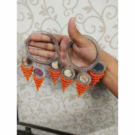 MS Fashion India Stylish And Trendy Orange Pearls Hanging Bangles