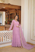 Joban Fashion Purple Georgette Sequence Embroidery Work Kurta Set - Distacart