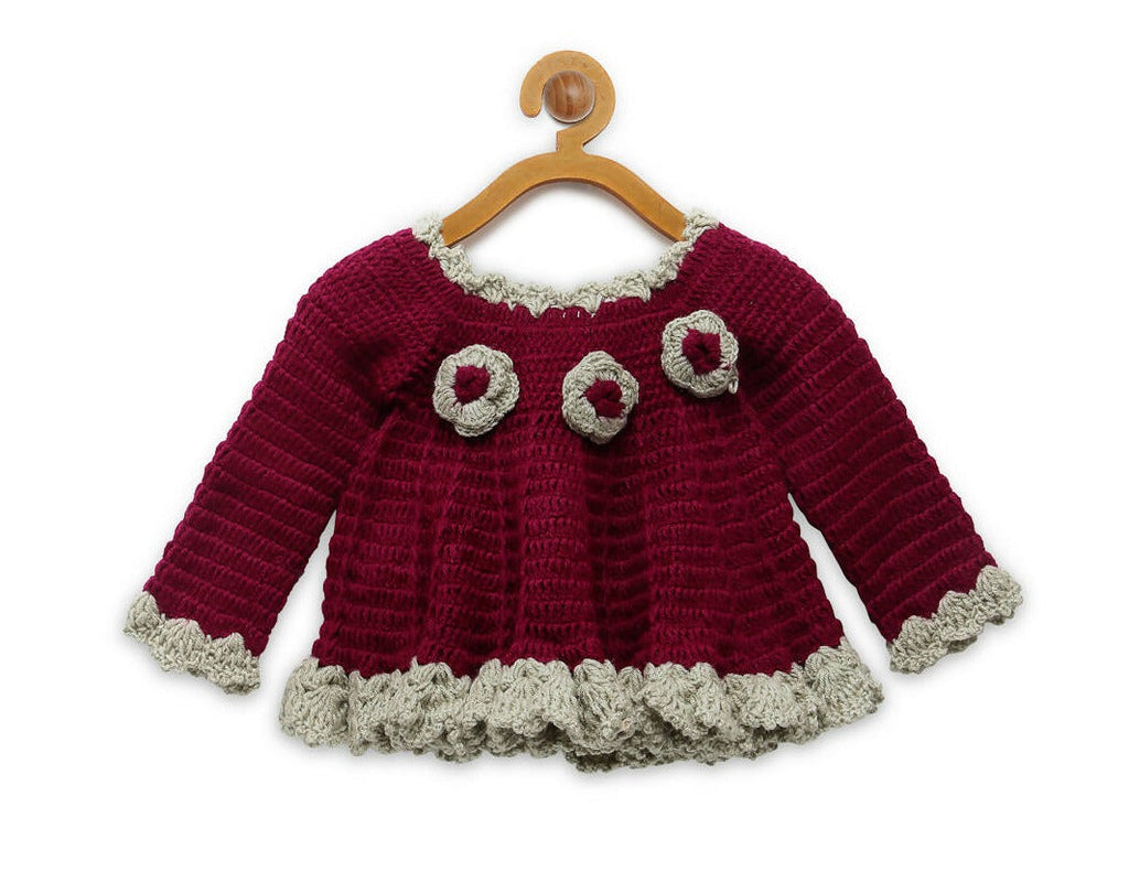 Chutput Kids Purple- Coloured Solid Pullover Sweater