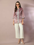 Myshka Women's Brown Solid Longline Party Tunic