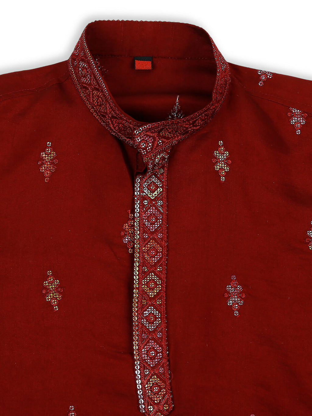 Joban Fashion Kids Island Traditional Ethnic Wear with Silk Sequence Embroidery Full Sleeves Kurta and Pyjama Set - Maroon - Distacart