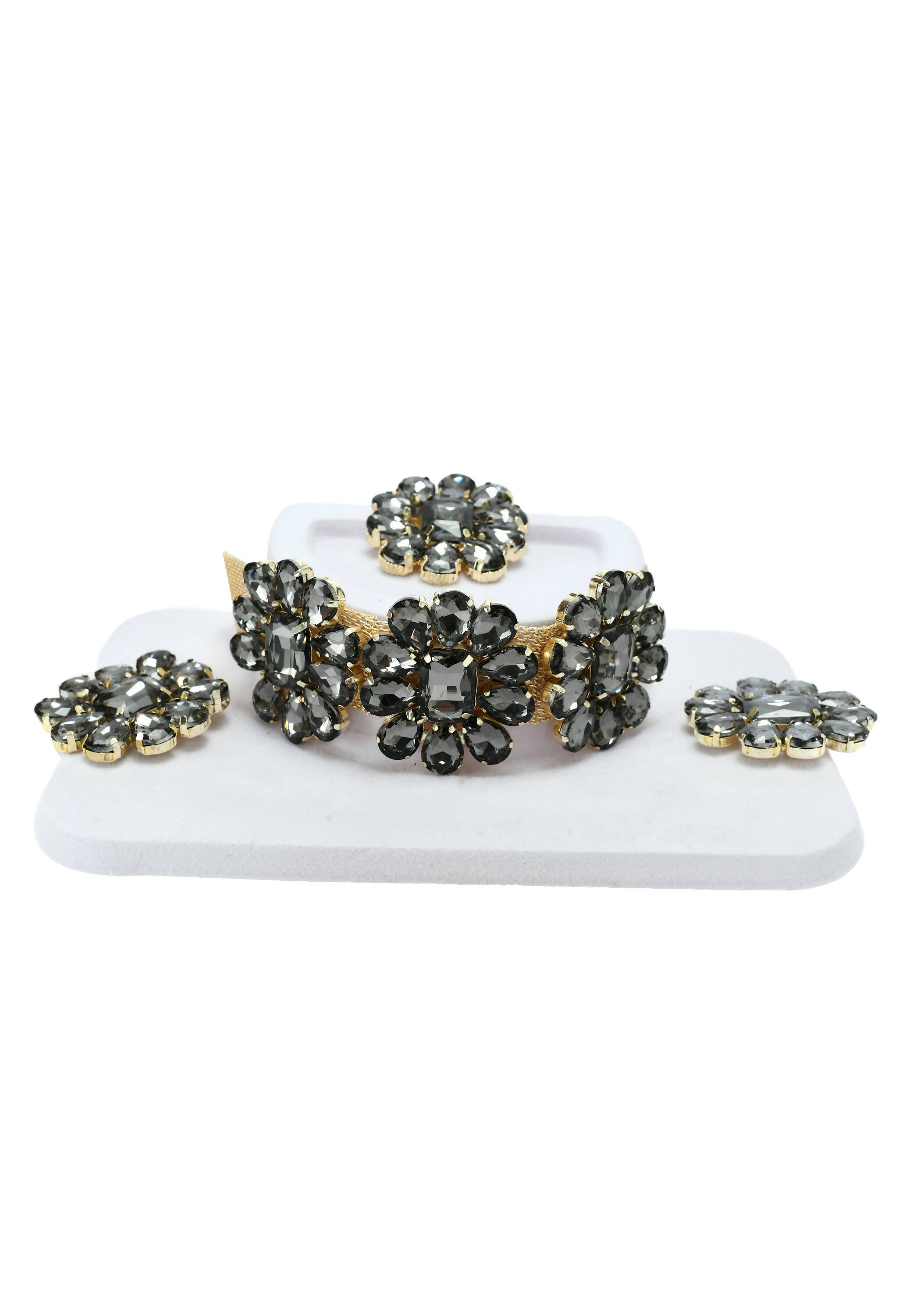 Mominos Fashion Joharkamal Gold-Plated Brass Finish Stone Choker For Women & Girls (Grey) - Distacart